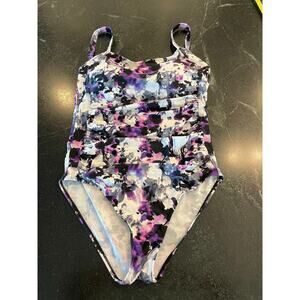 Upopby Women's padded one piece monokini US12 purple floral